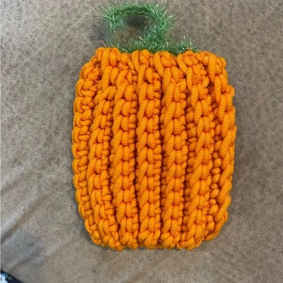Handmade Pumpkin Scrubby Soap Holder Nylon Crochet Hand Crafted Pots Exfoliation - Picture 3 of 6